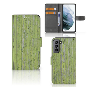 Samsung Galaxy S21 FE Book Style Case Green Wood