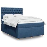 Boxspring met matras stof blauw 140x190 cm