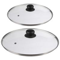 Universele pannendeksels - set van 2x st - glas - voor pannen dia 20 en 29,5 cm