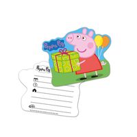6x Peppa Pig themafeest uitnodingen/kaarten   -