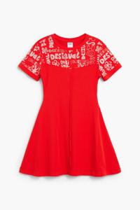 Meisjesjurk met lettering - RED - 11/12