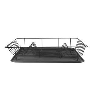 Afdruiprek Linea - Zwart met Mat Zwarte tray - 49x32x9,5cm