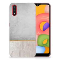 Samsung Galaxy A01 | Bumper Hoesje | Wood Concrete Samsung Galaxy A01 | Bumper Hoesje | Wood Concrete