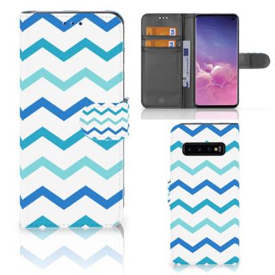 Samsung Galaxy S10 | Telefoon Hoesje | Zigzag Blauw