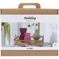Creativ Company Maxi hobbyset boetseren, vazen van papier-maché, diverse kleuren, 1 doos
