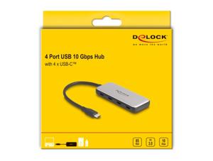 DeLOCK 64261 interface hub USB 3.2 Gen 1 (3.1 Gen 1) Type-C 10000 Mbit/s Zwart, Grijs