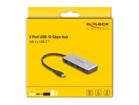 DeLOCK 64261 interface hub USB 3.2 Gen 1 (3.1 Gen 1) Type-C 10000 Mbit/s Zwart, Grijs - thumbnail