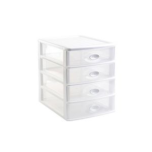 Ladeblok/bureau organizer met 4x lades wit/transparant L35,5 x B27 x H35 cm - Ladeblok