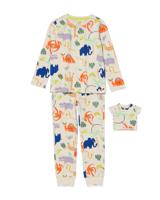 HEMA Kinder Pyjama Jungle Met Poppennachtshirt Gebroken Wit (gebroken wit) - thumbnail