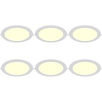 LED Downlight Inbouwspot 6 Stuks - Brinton Thin - 18W 1760lm 120° Bundelhoek - Warm Wit 3000K - IP40 - Rond - Wit - Ø229mm Buitenmaat - Ø205mm Zaagmaat
