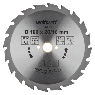 Wolfcraft Handcirkelzaagblad | HM | 20 Zähne | Ø160mm | 1 stuk - 6368000