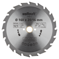 Wolfcraft Handcirkelzaagblad | HM | 20 Zähne | Ø160mm | 1 stuk - 6368000