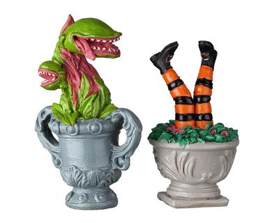 Spooky Planter Urns Set Of 2 Kerst - Lemax