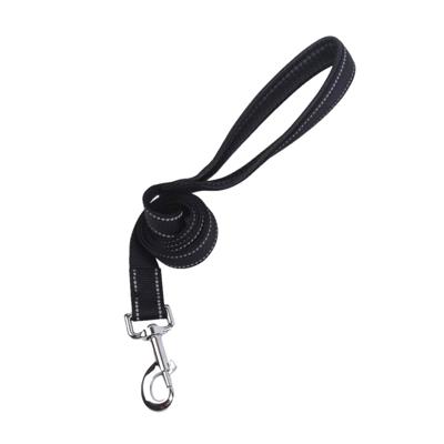 Nobleza Hondenriem zwart met gevoerd handvat - Reflecterend - Lengte 120 cm - Breedte 2 cm