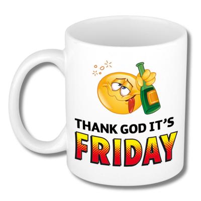 Collega Cadeau Koffiemok - wit - Thank god Friday - 300 ml - Kantoorhumor serie Collega Cadeau Koffiemok - wit - Thank god Friday - 300 ml - Kantoorhumor serie