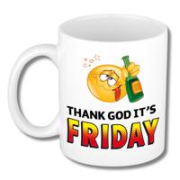 Collega Cadeau Koffiemok - wit - Thank god Friday - 300 ml - Kantoorhumor serie Collega Cadeau Koffiemok - wit - Thank god Friday - 300 ml - Kantoorhumor serie