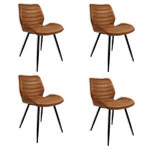 Bronx71 Industriële eetkamerstoel Morris cognac - Eetkamerstoelen set van 4.