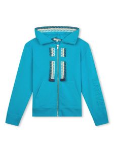 Lanvin Enfant hoodie zippé à bords zig-zag - Bleu