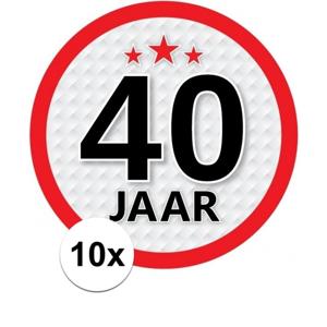 10x 40 jaar leeftijd sticker - rond - dia 15 cm - 40 jaar verjaardag/jubileum/leeftijd versiering