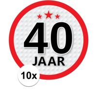 10x 40 jaar leeftijd sticker - rond - dia 15 cm - 40 jaar verjaardag/jubileum/leeftijd versiering - thumbnail