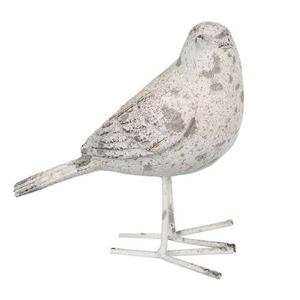 Clayre & Eef Beeld Vogel 14 cm Grijs Polyresin