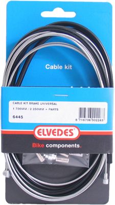 Elvedes Universele remkabelkit 1700mm / 2250mm verzinkt - zwart (op kaart)