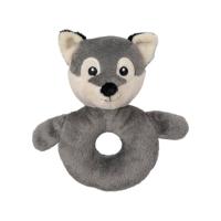 Nature Planet Dieren knuffel baby rammelaar wolf - grijs - 10 x 15 cm - Kraamcadeau geboorte - thumbnail