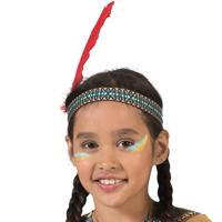 Indianenband - met veer - 54 cm - polyester - wilde westen - verkleedartikelen - kinderen