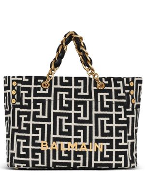 Balmain sac cabas à plaque logo - Noir