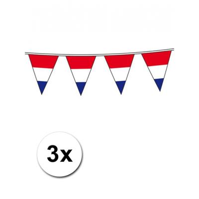 Vlaggenlijn Holland - 3x stuks - Nederlandse vlag - rood wit blauw - 10 meter