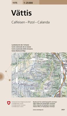 Wandelkaart - Topografische kaart 1175 Vättis | Swisstopo