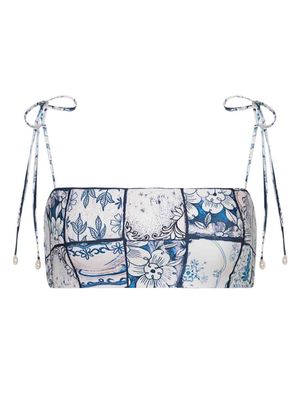 Agua By Agua Bendita haut de bikini Primavera Porcelana imprimé - Bleu