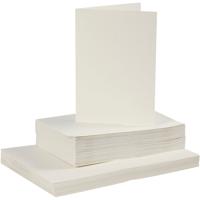 Creativ Company Kaarten en enveloppen, afmeting kaart 10,5x15 cm, afmeting envelop 11,5x16,5 cm, 110+220 gr, off-white, 50 set/ 1 doos
