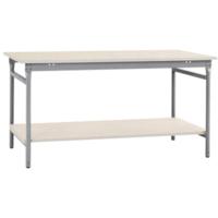 Manuflex BB5207.9006 Compleet bijzettafel basis stationair met kunststof plaat + legplank, bxdxh: 750 x 500 x 780 mm Aluminium-zilver