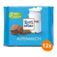 Ritter Sport - Alpenmelk Chocolade - 12x 100g