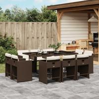 11-delige Tuinset met kussens poly rattan bruin 11-delige Tuinset met kussens poly rattan bruin