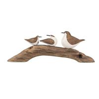 Clayre & Eef Decoratie Beeld Vogels 35x5x12 cm Bruin Wit Hout