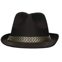 Gangster Maffia hoed - zwart - 59 cm - carnaval - verkleedhoeden - voor volwassenen