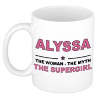 Naam cadeau mok/ beker Alyssa The woman, The myth the supergirl 300 ml - Naam mokken