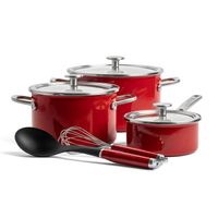 KitchenAid Pannenset Steel Core Enamel Keizerrood 8-Delig