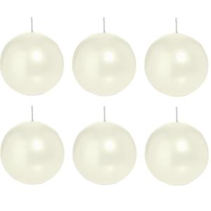 Trend Candles Bolkaars glad - 6x - parelmoer - 7 cm - 16 branduren - ronde kaarsen