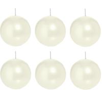 Trend Candles Bolkaars glad - 6x - parelmoer - 7 cm - 16 branduren - ronde kaarsen