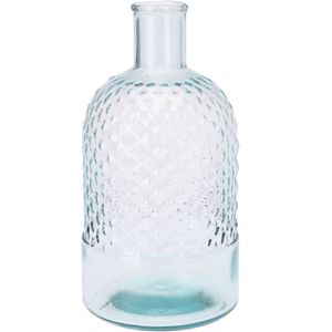 H&S Collection Fles Bloemenvaas Salerno - Gerecycled glas - transparant - D12 x H23 cm - Vazen