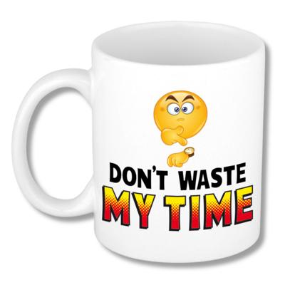 Collega Cadeau Koffiemok - wit - Dont waste my Time - 300 ml - Kantoorhumor serie