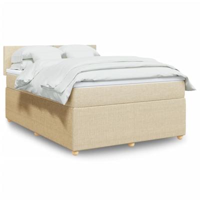 Boxspring met matras stof crèmekleurig 140x190 cm