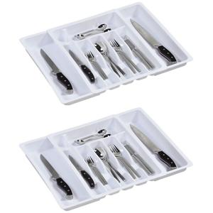 Zeller Bestekbak - uitschuifbaar - 2x - wit - 29-50 x 38 cm - keukenlade instekbak