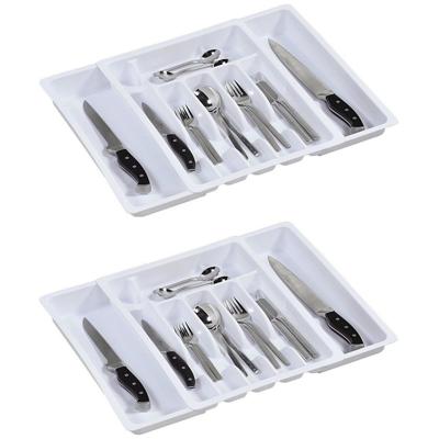 Zeller Bestekbak - uitschuifbaar - 2x - wit - 29-50 x 38 cm - keukenlade instekbak