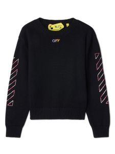 Off-White Kids pull en coton à logo brodé - Noir