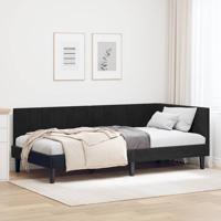 Hoekbedframe met hoofdeinde Zwart 90 cm x 190 cm Fluweel