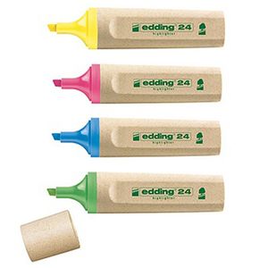 Edding Textmarker | neonkleuren geel/oranje/roze/lichtgroen | streepbreedte 2-5 mm spitse punt | 1 stuk - 4-24-4 4-24-4